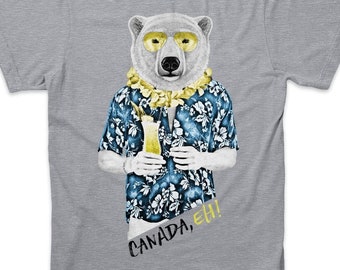 Funny Canada T shirts | Polar Bear with Daiquiri T-shirt | Beer Lover tshirt | Funny Drinking t shirt