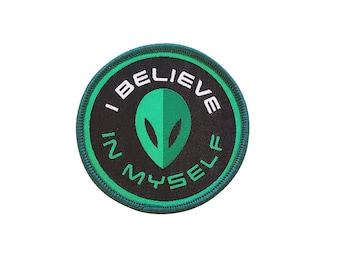 I Believe in Myself Alien Iron On Patches | Embroidered Sew On UFO Patches | Space Backpack Patches | Outdoor Science Patches for Jackets