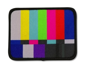 Technical Difficulties Iron On Patches | Embroidered Sew On Television Patches | Retro Television Backpack Patches |  TV Patches for Jackets