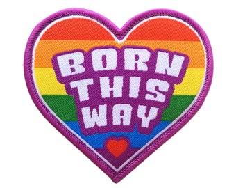 Born This Way Iron On Patch | Embroidered Sew On Pride Patches | LGBTQ2+ Backpack Patches | Fabric Pride Patches for Jackets