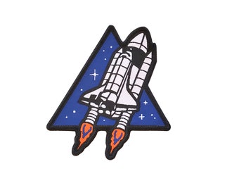 Space Shuttle Iron On Patches | Embroidered Sew On STEM Patches | Space Backpack Patches | Outdoor Science Patches for Jackets