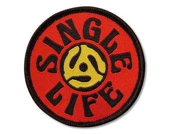 Single Life Iron On Patches | Embroidered Sew On Record Patches | Vinyl Record Backpack Patches | Record Patches for Jackets