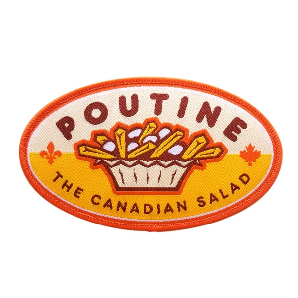 Poutine The Canadian Salad Iron On Patch | Embroidered Sew On Canada Patches | Backpack Patches | Cool Funny Canadian Patches for Jackets