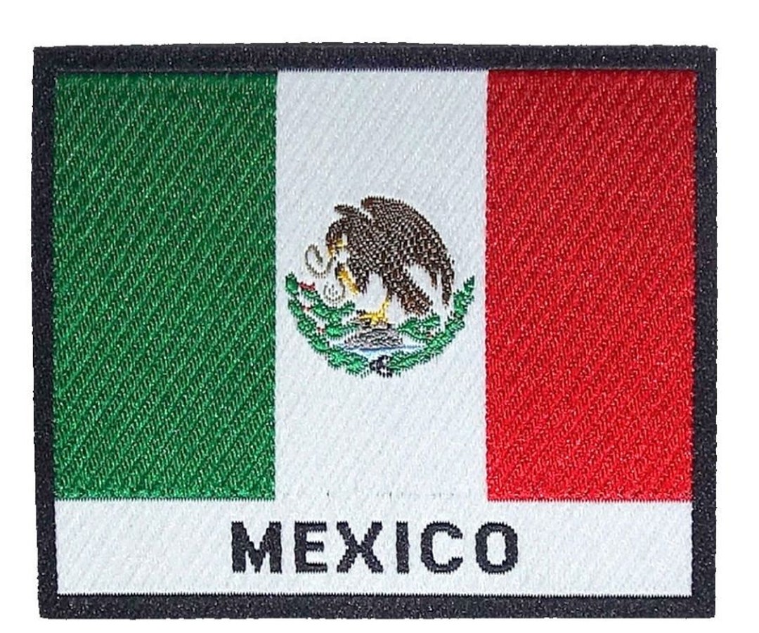 High Quality 2.5 x 2.5 Inch Shield Mexico Flag Embroidered Cloth