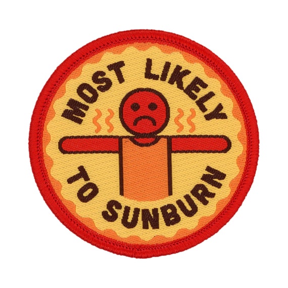 Most Likely to Sunburn funny Iron On Patch | Woven Glue Backed Camping  Patches | Backpack Patches | Cool Funny Camp Patches for Jackets