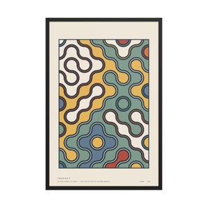 Truchet Tile Poster, Retro 1970s Colors Generative Pattern Art Print, Mid Century Modern Geometric Wall Art