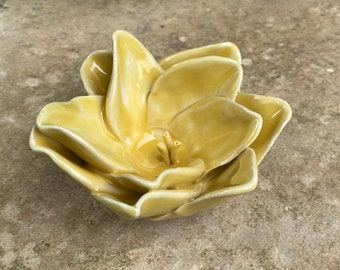 Handmade Yellow Porcelain Tabletop Flower