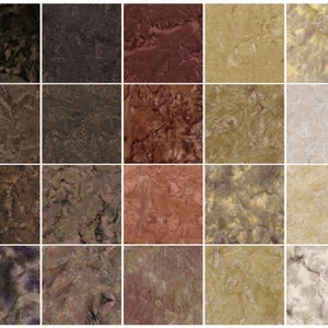 BREATHTAKING BROWN Batiks 5&quot; Stamp Pack from Island Batik - (42) 5&quot; fabric squares