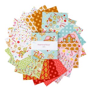 GINGERBREAD KISSES Stacker Pack from Riley Blake - (42) 5&quot; fabric squares set