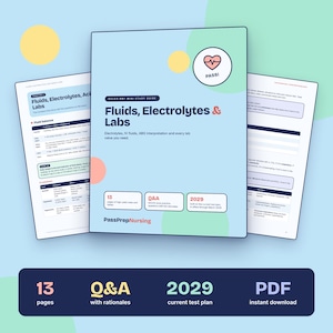 NCLEX-RN Fluids and Electrolytes Review, Lab Values Cheat Sheet, Acid Base and ABG Interpretation