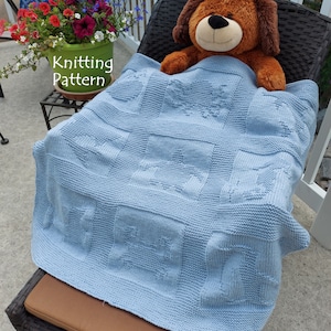 Under The Sea Baby Blanket Knitting Pattern, 9 Motifs, Beginner Level Knitting Pattern, Instructions for 3 Sizes, Easy to Knit