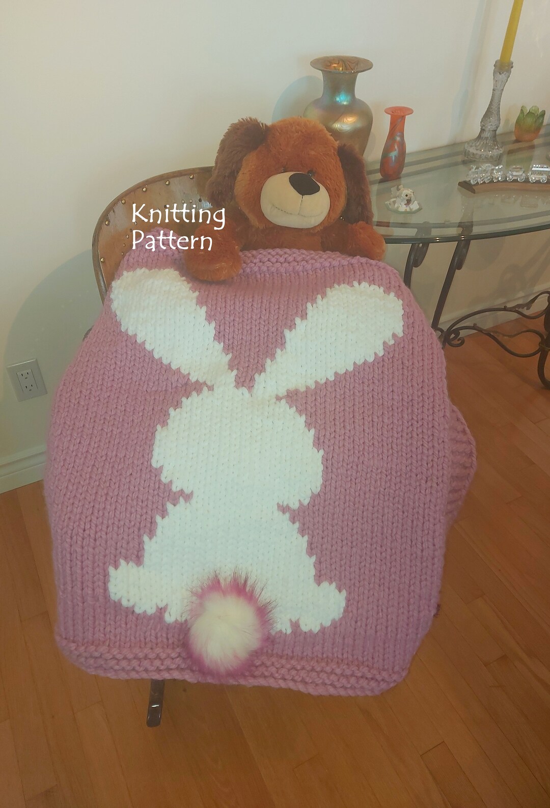 Bunny Baby Blanket Knitting Pattern, Play Mat Knitting Pattern, Super Bulky Yarn, Bunny Blanket