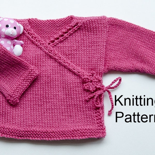 Knitting Pattern, Eyelet Baby Wrap, 6/12/18 Months, Baby Wrap Sweater Pattern, Knitting Pattern, Baby Knitting Pattern