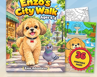 City Coloring Pages for Kids, 36 Printable Puppy Pages, Enzo's City Walk PDF, Pigeon Park Bus Activity, Ages 3 to 8