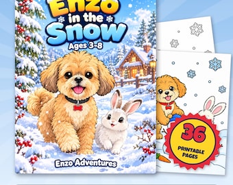 Snow Coloring Pages for Kids, 36 Printable Puppy Pages, Enzo in the Snow PDF, Snowman Sled Winter Activity, Ages 3 to 8