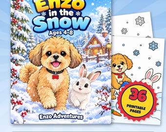 Snow Coloring Pages for Kids, 36 Printable Puppy Pages, Enzo in the Snow PDF, Snowman Sled Winter Activity, Ages 3 to 8