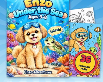 Disegni da colorare a tema "Sotto il mare" per bambini, 36 pagine stampabili con cuccioli, Enzo sotto il mare in formato PDF, attività con tartarughe marine e barriera corallina, età 3-8 anni