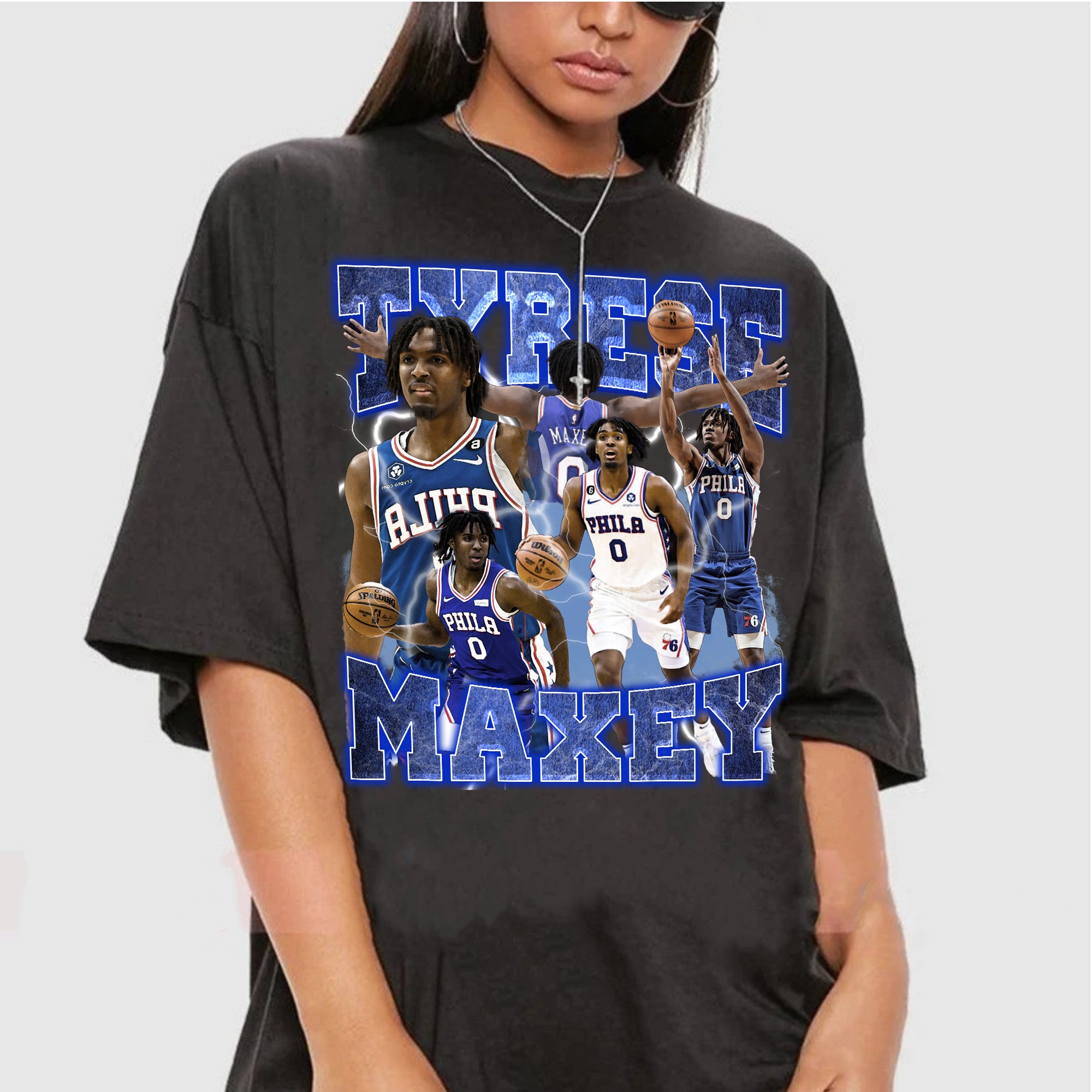Tyrese Maxey Blue Hair Philadelphia 76ers Sixers Silhouette shirt, hoodie,  longsleeve, sweatshirt, v-neck tee