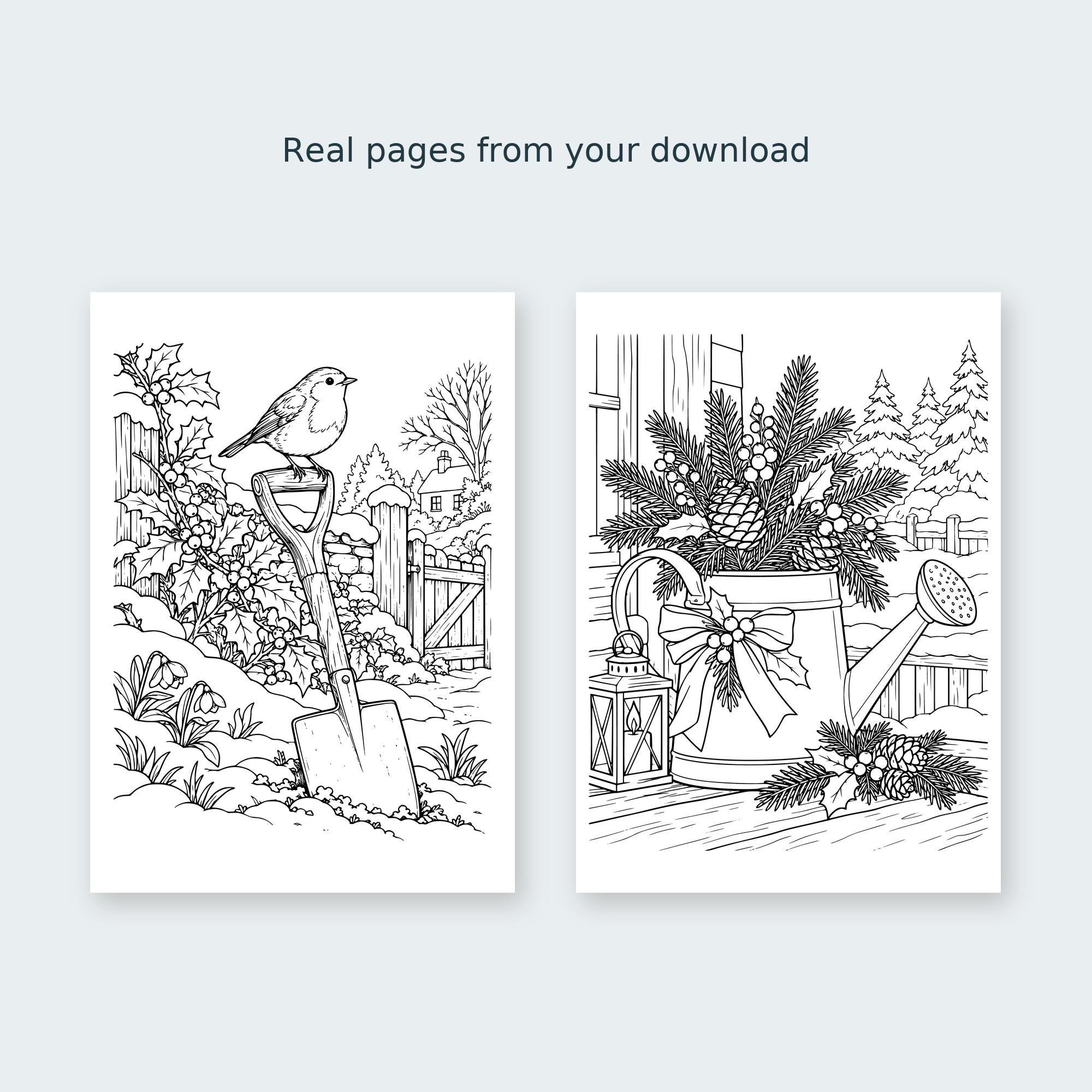Present Coloring Sign Christmas Coloring Pages Printable PDF, 10 Garden Coloring Sheets, Ages ...