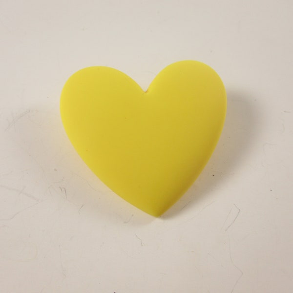 Matte Bright Yellow Heart Brooch, Y2k  Trending 90s Style Pin