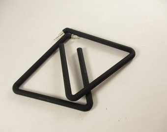 Y2K Large Black Triangle Earrings, Statement PIerced Trending Pop Acrylic Hoop Oversized Fun Fashion