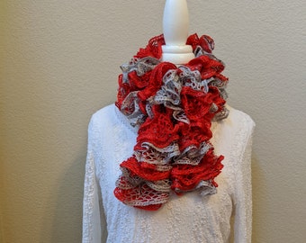 Knitted Red and Gray scarf