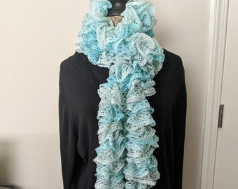 Knitted mint/seafoam green scarf