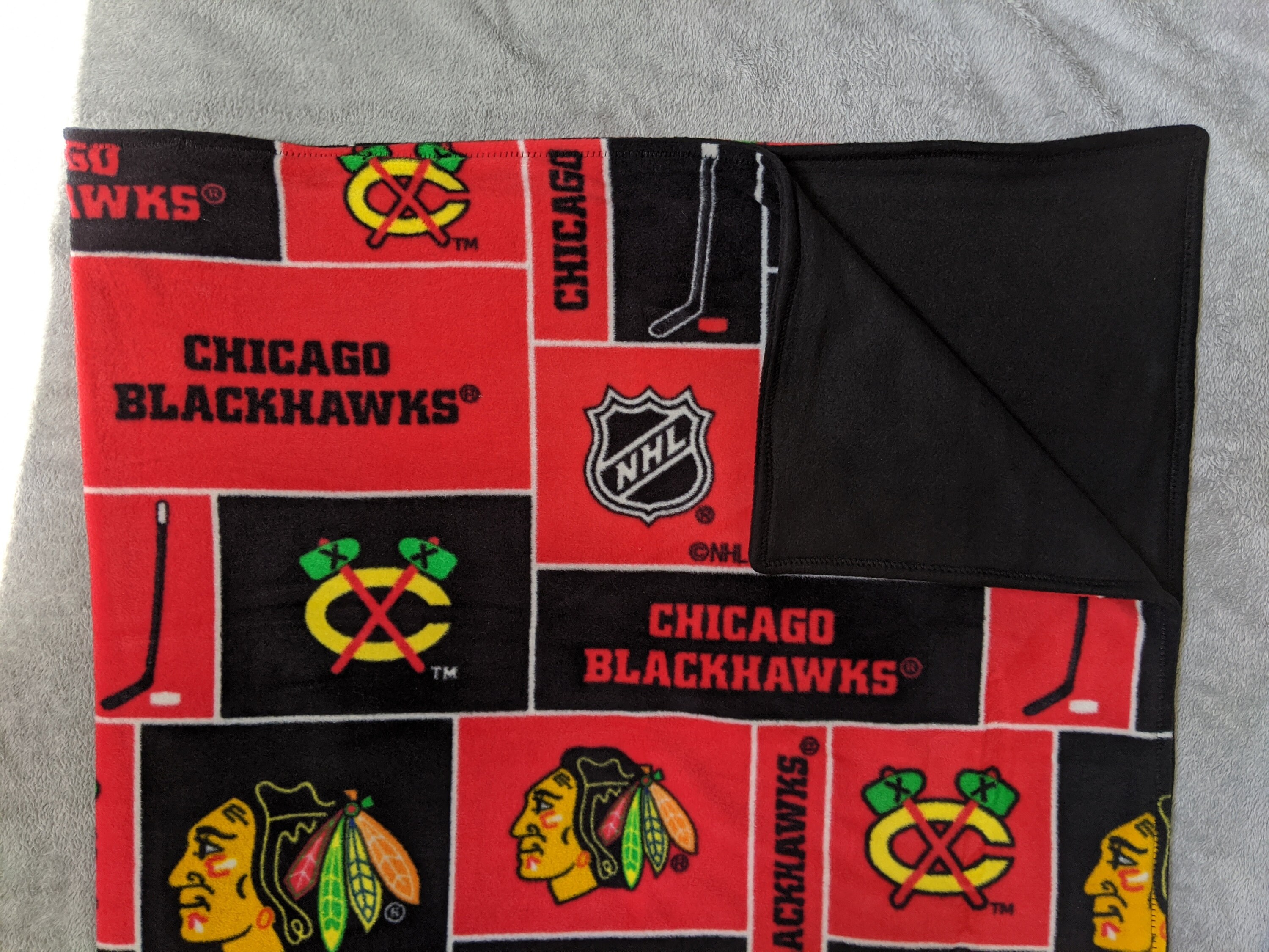 Chicago Blackhawks fleece blanket Etsy