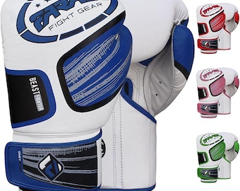 Farabi Sports trainingsbokshandschoenen van echt leer, geschikt voor volwassenen, MMA, Muay Thai en kickboksen. Hoogwaardige bokshandschoenen voor de sportschool. Boksuitrusting.
