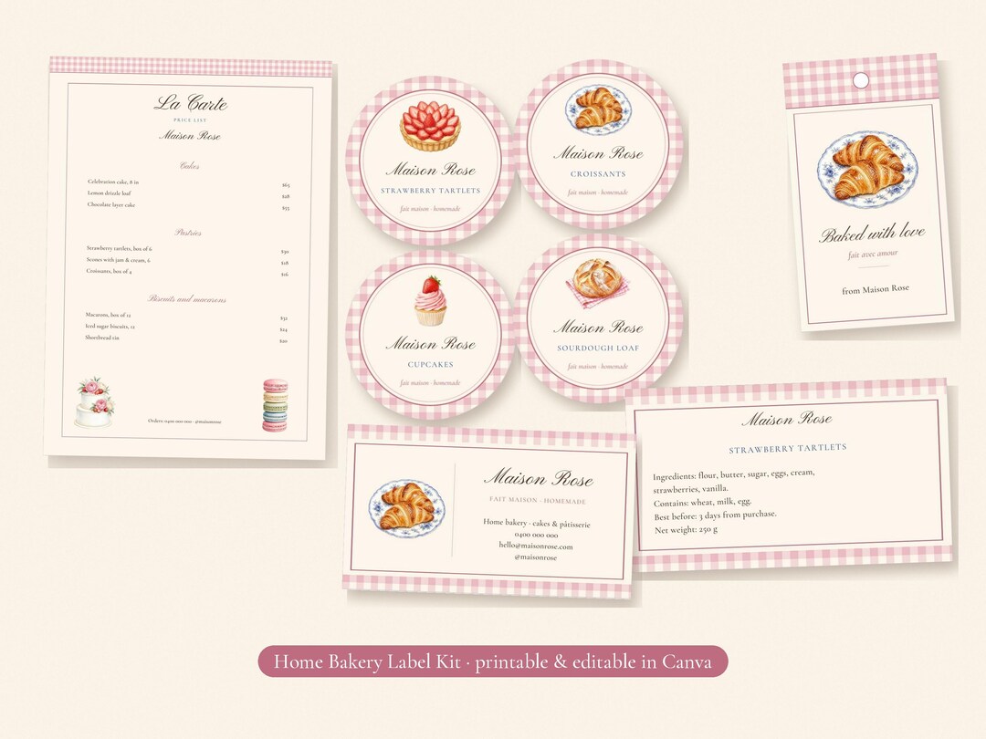 Bakery Labels Printable, Editable Canva Home Bakery Kit, Round Product ...
