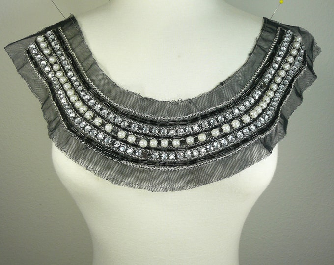 Jeweled Applique Made With Clear Acrylic Stone White Beads and Etsy