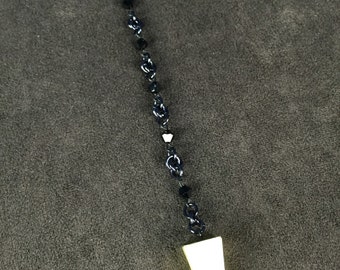 Chain Maille Pendulum with Swarovski Crystals and Gold and Black Pyramid