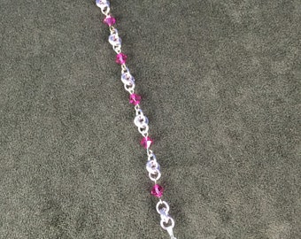 Chain Maille Pendulum with Swarovski Crystals and Malachite Drop