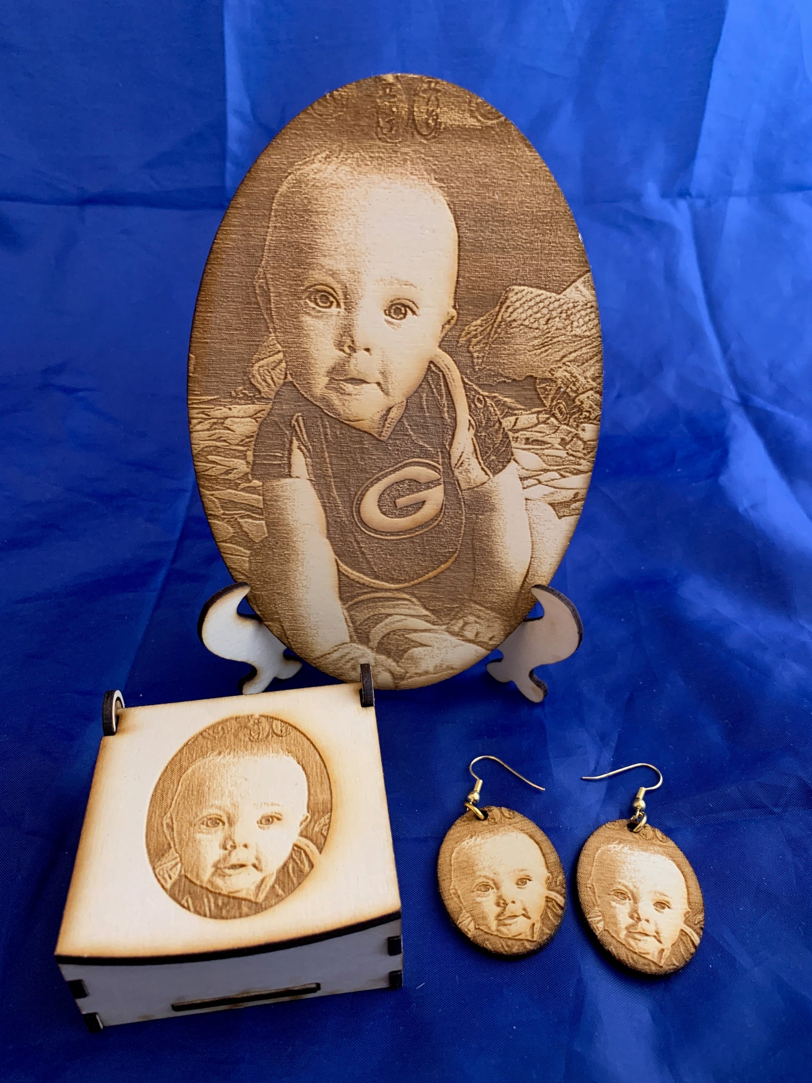 Custom Laser Engraved Photo Earrings With Personalized Laser Etsy