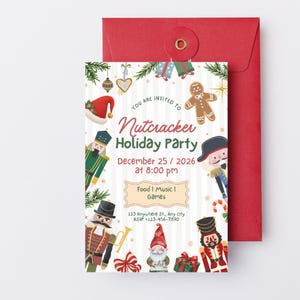 Nutcracker Christmas Party Invitation | Festive Holiday Party Canva Template
