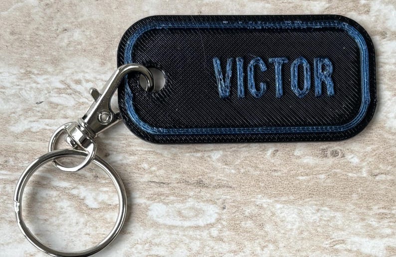 Personalised 3D Printed Name Tag, Keyring Bag Tag (60x30mm) 画像 2