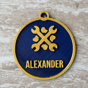 Personalised Mechanic Ornament, Custom Name Spanner Decoration, Car Lover Gift (3D Printed)