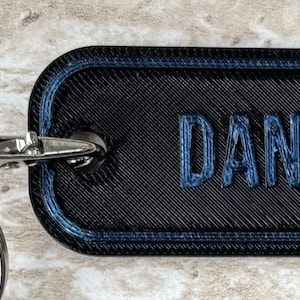 Personalised 3D Printed Name Tag, Keyring Bag Tag (60x30mm)