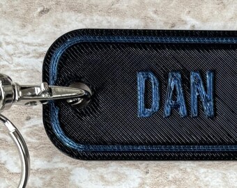 Personalised 3D Printed Name Tag, Keyring Bag Tag (60x30mm)