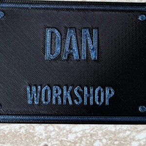Personalised 3D Printed Workshop Plaque, Custom Name Shed Garage Man Cave Gift (100x70mm)