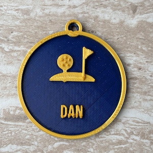 Personalised Golf Ornament, Custom Name Golf Ball Flag Decoration (3D Printed)