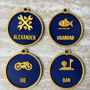 Personalised 3D Printed Motorcycle Ornament, Custom Name Biker Gift (Navy Blue/Gold) immagine 3