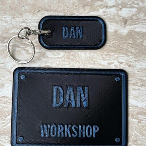 Personalised 3D Printed Workshop Plaque, Custom Name Shed Garage Man Cave Gift (100x70mm) image 1