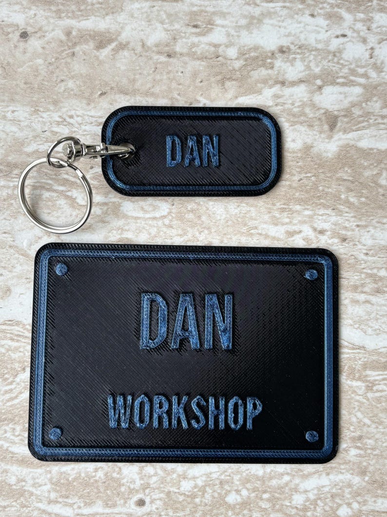Personalised 3D Printed Workshop Plaque, Custom Name Shed Garage Man Cave Gift (100x70mm) image 1
