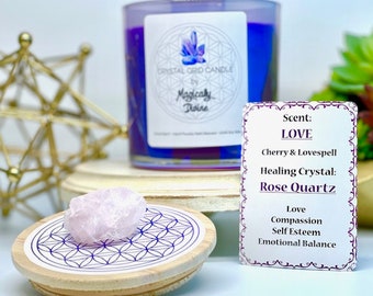 LOVE- Crystal Grid Candle & Crystal