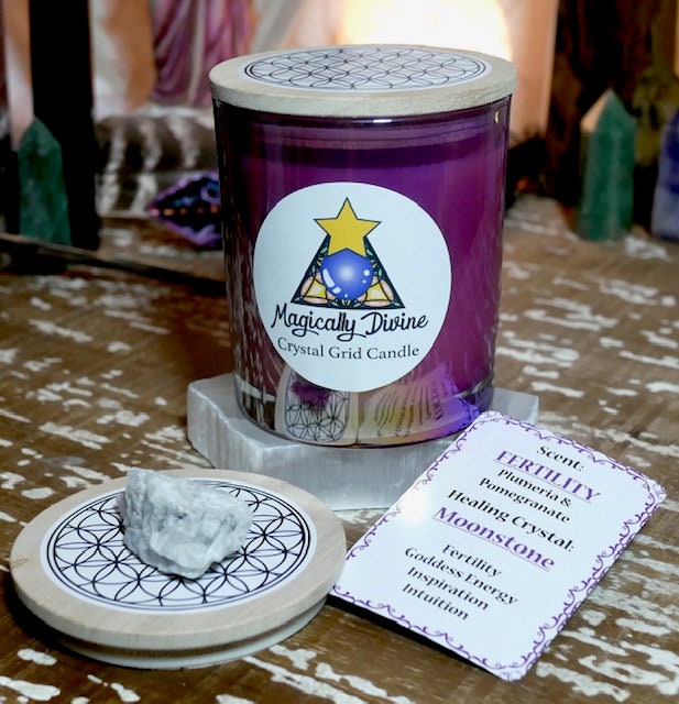 FERTILITY Crystal Grid Candle & Crystal Etsy