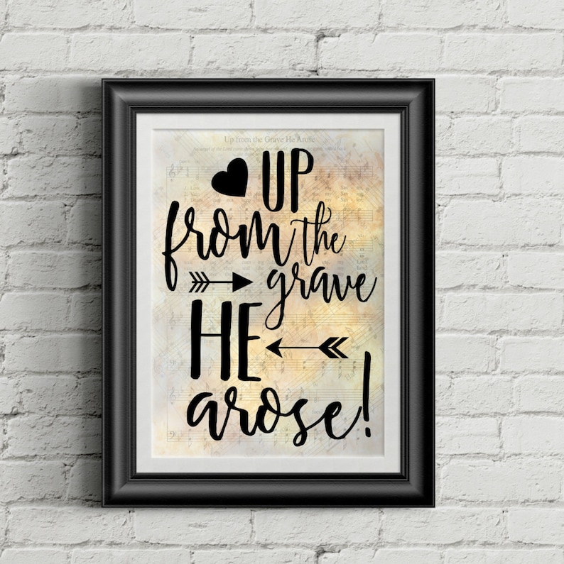 Up from the grave he arose digital hymn print etsy
