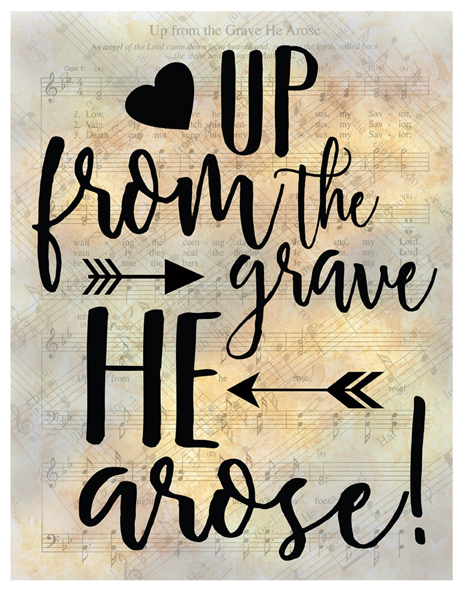 Up From the Grave He Arose Digital Hymn Print Etsy