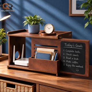 Wooden WiFi Router Box Hider with Chalkboard & Storage | Cable Management Box | Cord Organizer Box | Desk Cable Organizer | Wire management
