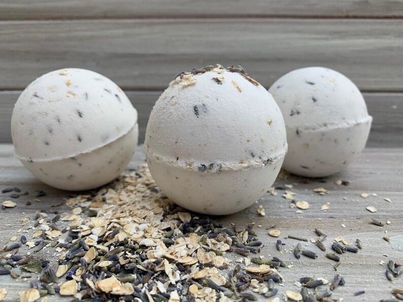 Bath Bombs Gift Soothing Lavender Oatmeal Bath Bombs Etsy